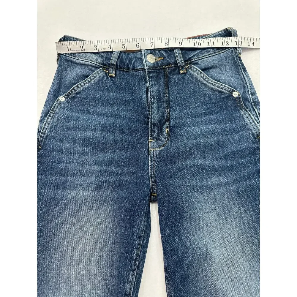 Pilcro Anthropologie High Rise Tapered Boyfriend Jeans Size 25 Medium Wash Denim